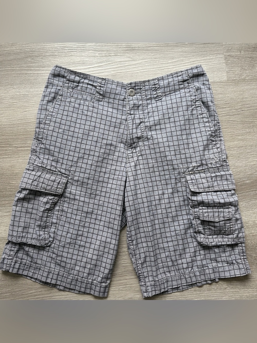 Vtg Ocean Pacific Mens 32” Plaid Skater Surfer long shorts grunge Gunmetal gray
